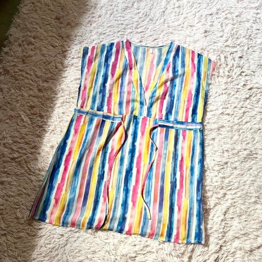 Rainbow Pride Sheer Maximalist Layering Boxy Coverup S Colorful Quirky Kidcore